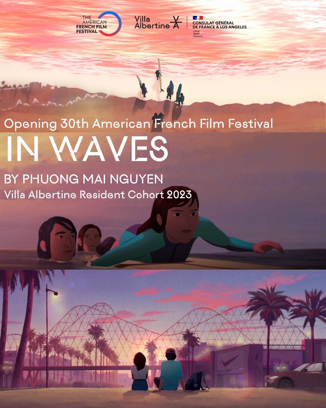In Waves opening-night poster for the 30th American French Film Festival.