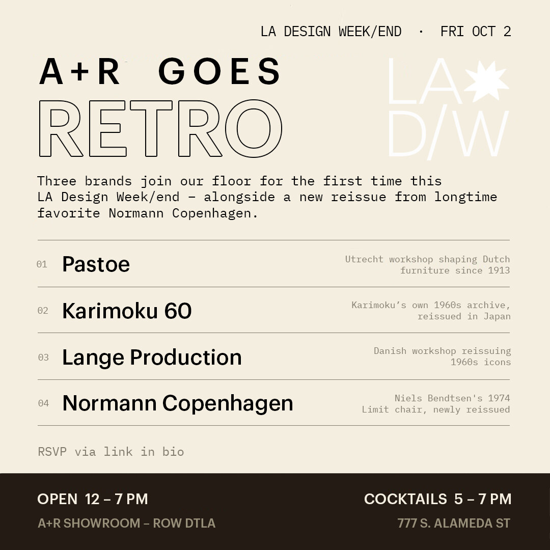 A+R Goes Retro flyer for LA Design Week/end.