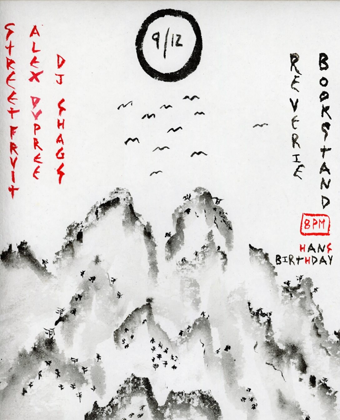 Street Fruit at Reverie Bookstand hand-drawn flyer