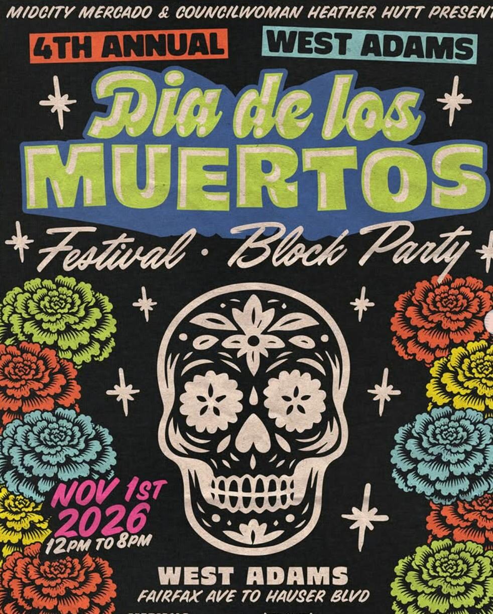Dia de Los Muertos Block Party official event flyer