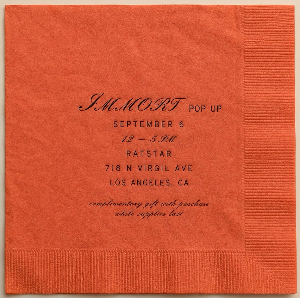 Book of Immortality September 6 pop-up invitation