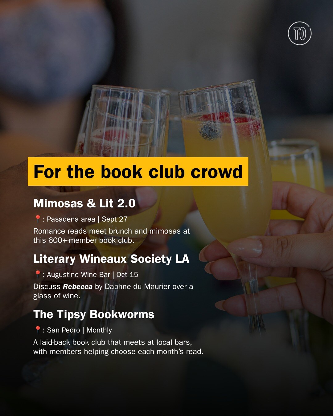 Time Out Los Angeles guide naming Mimosas & Lit 2.0 in Pasadena on September 27.