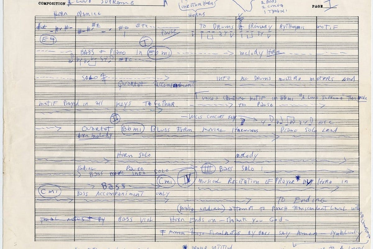 A hand annotated ledger of music