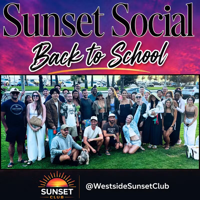 Sunset Social Back to School flyer