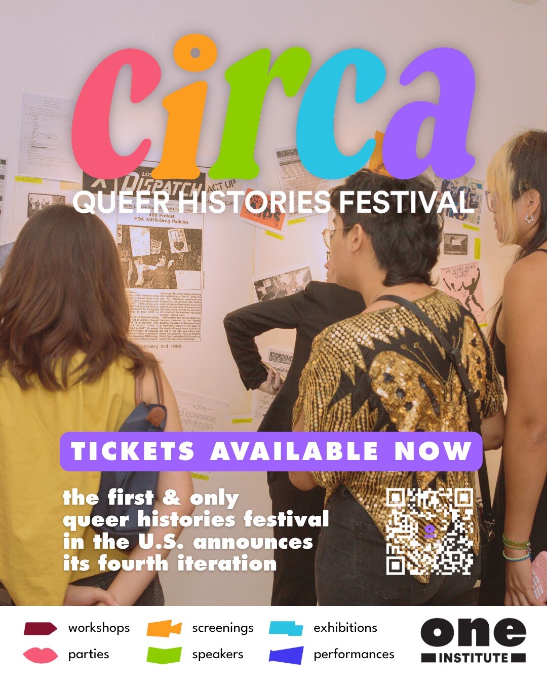 Circa Queer Histories Festival graphic announcing tickets for its fourth edition.