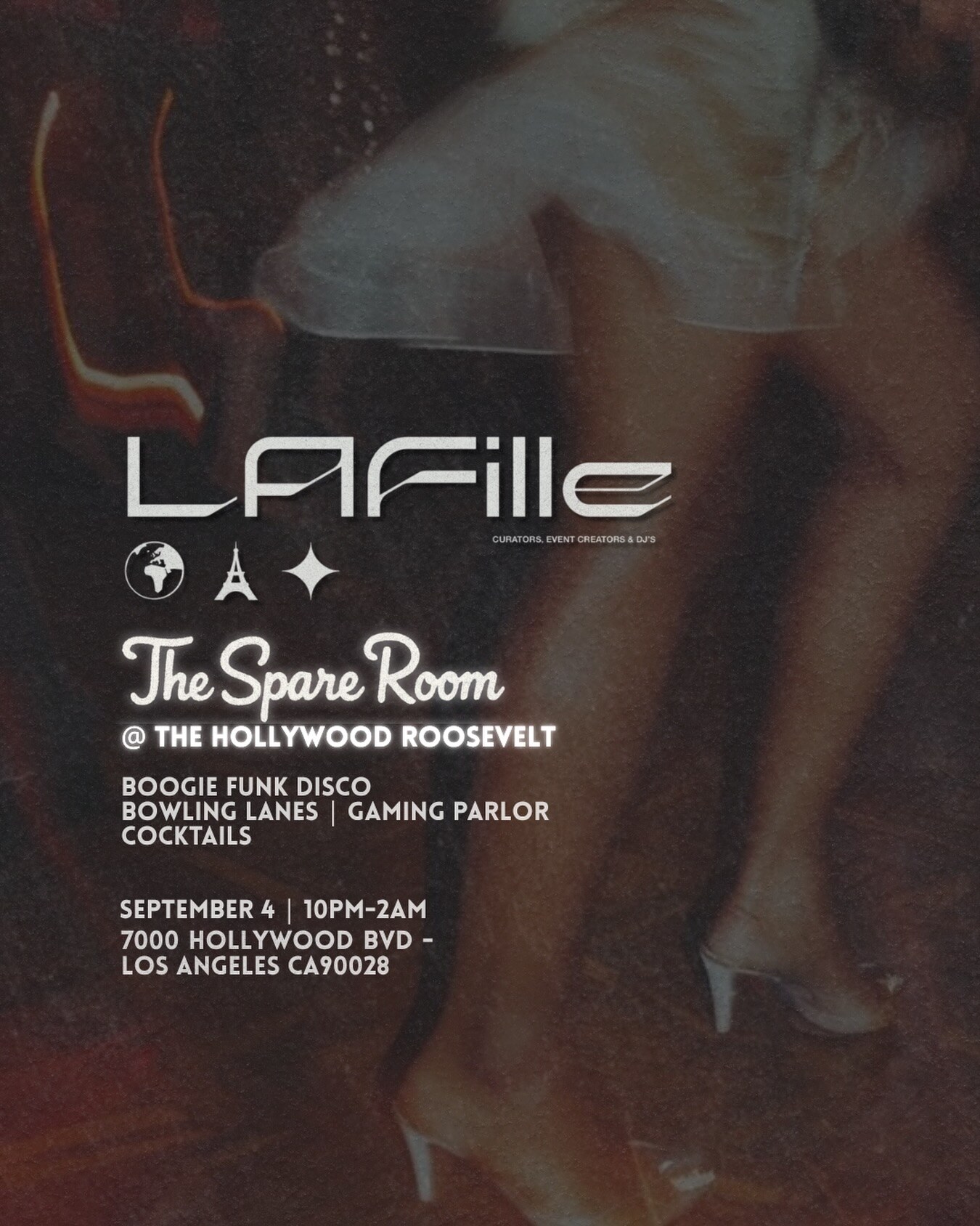 LAte Nights at The Spare Room flyer for September 4 from 10 p.m. to 2 a.m.