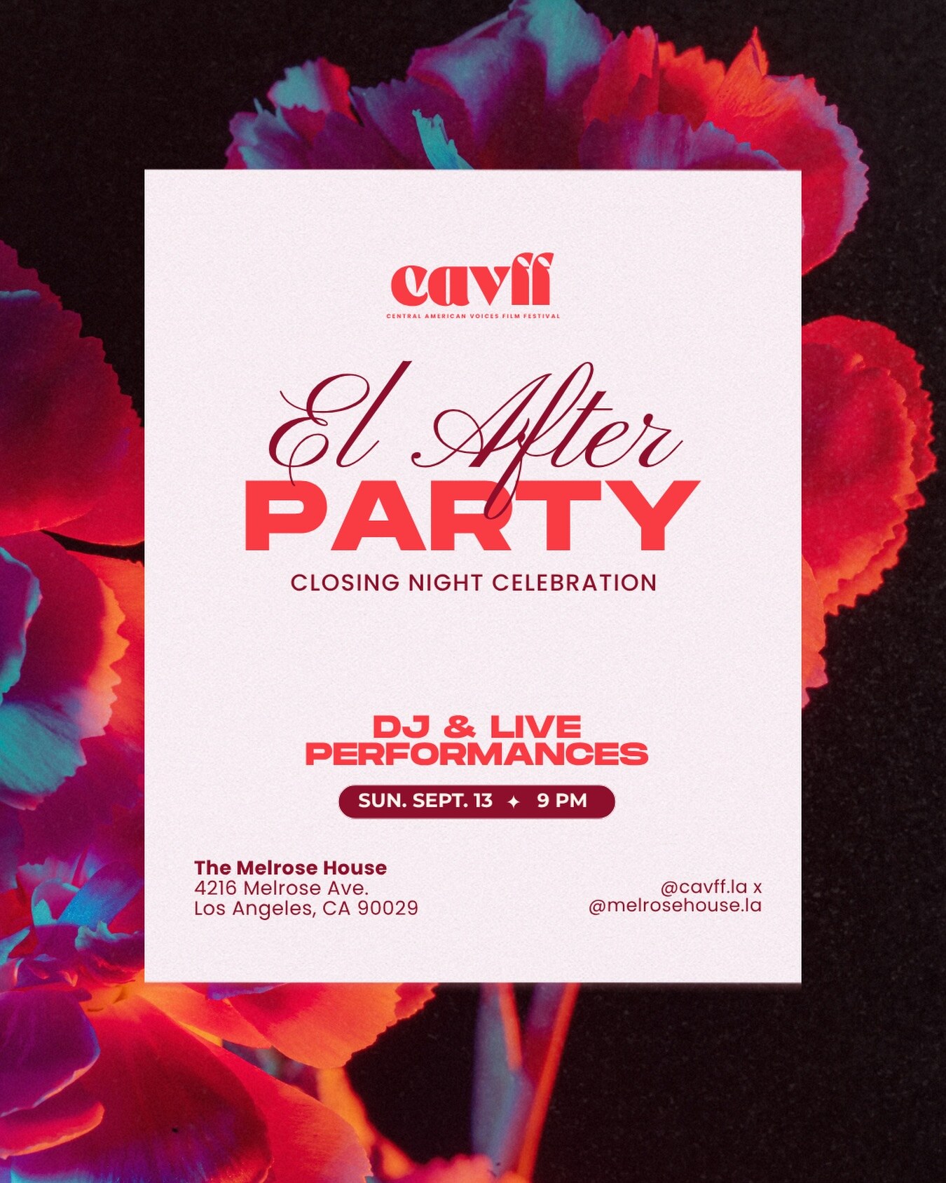 CAVFF closing night El After Party flyer
