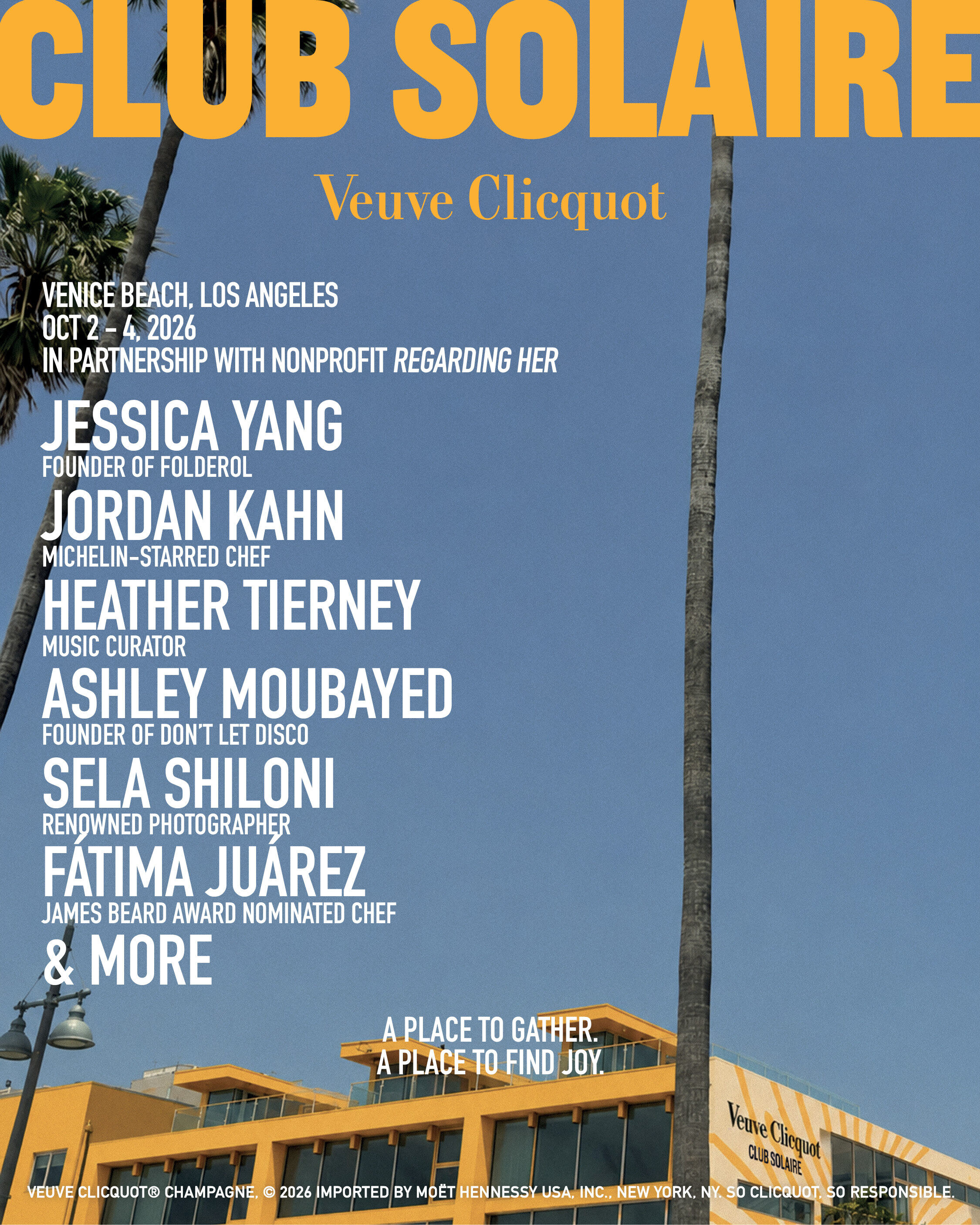 Official Veuve Clicquot Club Solaire Venice Beach poster for October 2–4, 2026.