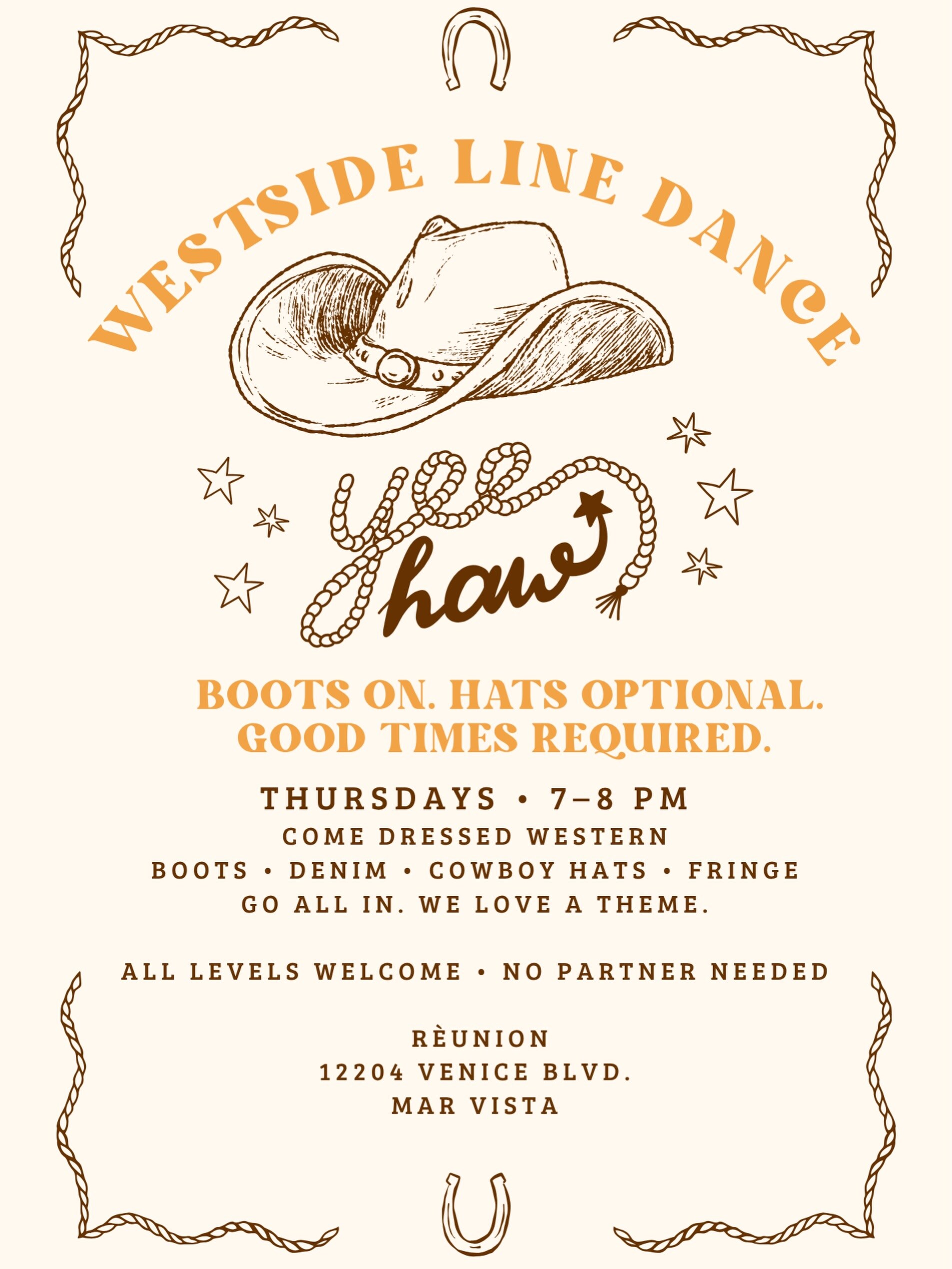 Line dancing every Thursday at réunion flyer