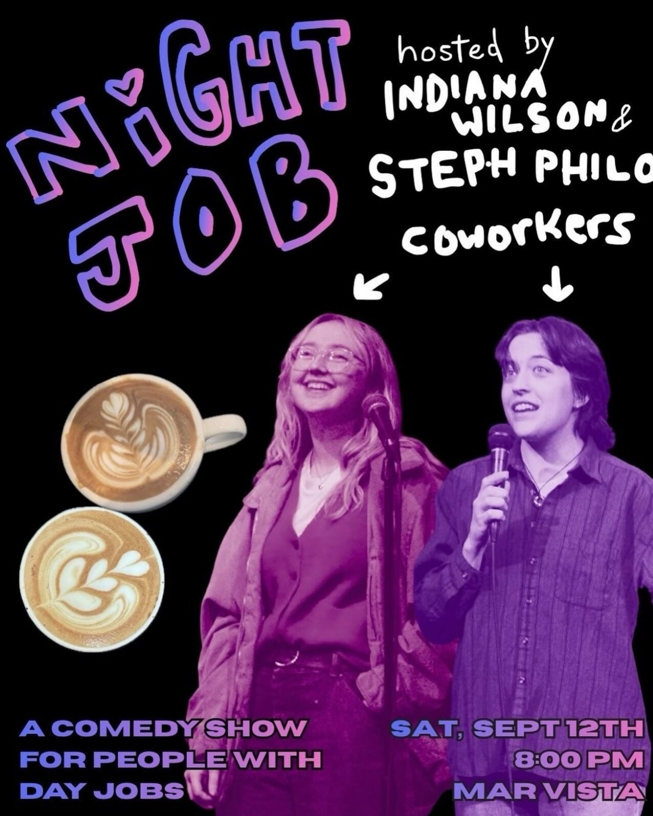 Night Job comedy flyer for September 12 in Mar Vista