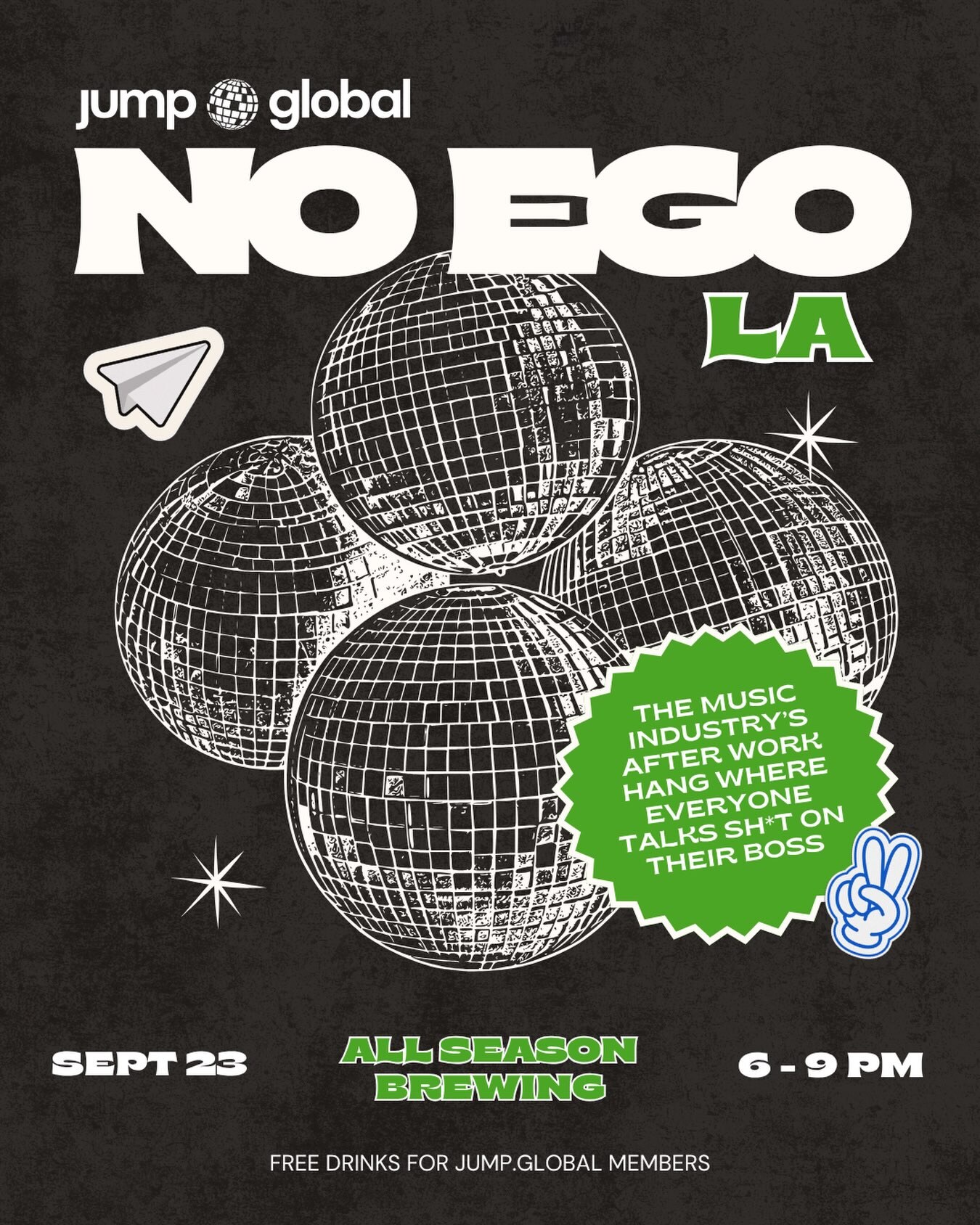 NO EGO Los Angeles music-industry afterwork flyer