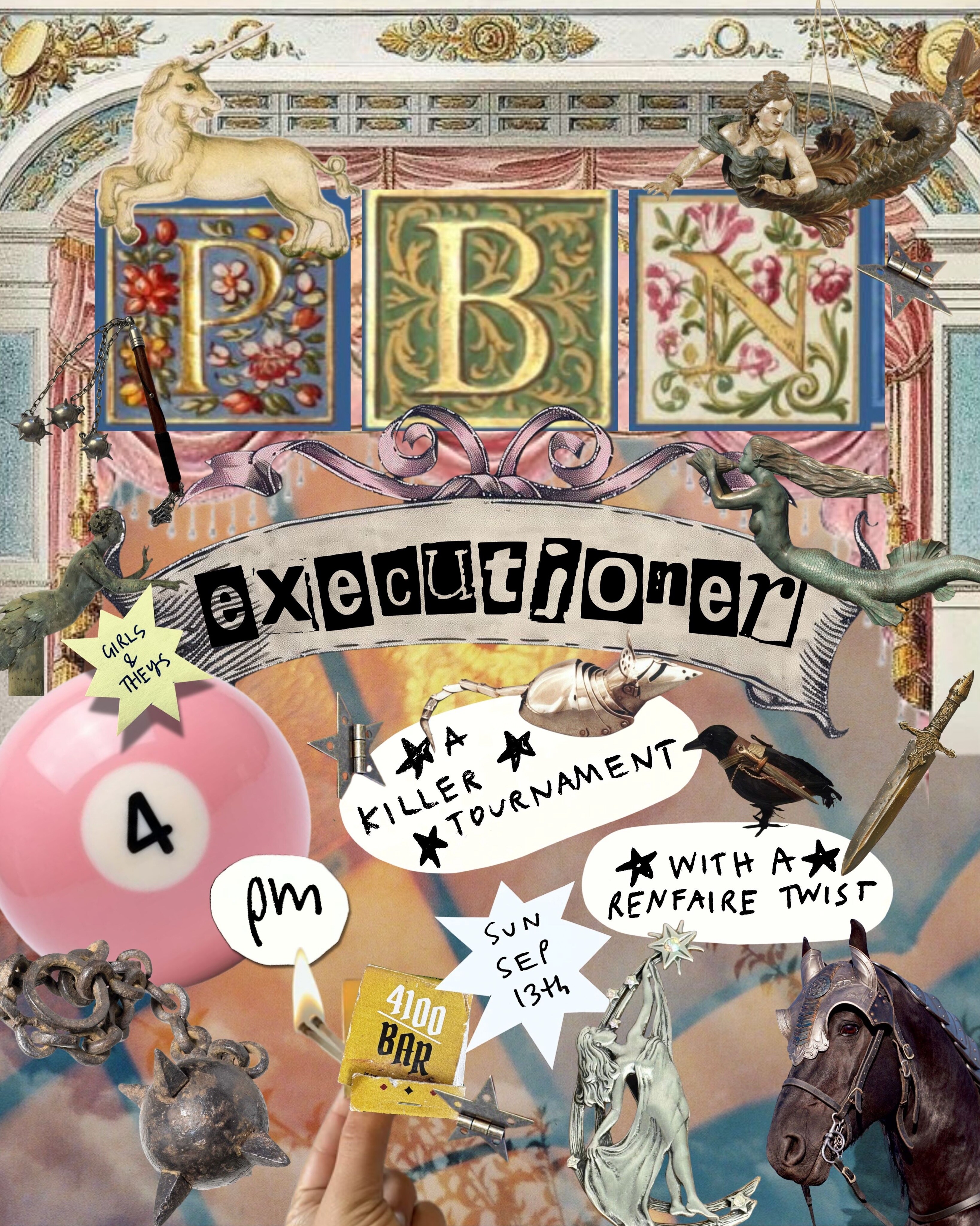 Ren Faire Executioner killer pool tournament flyer for September 13 at 4100 Bar