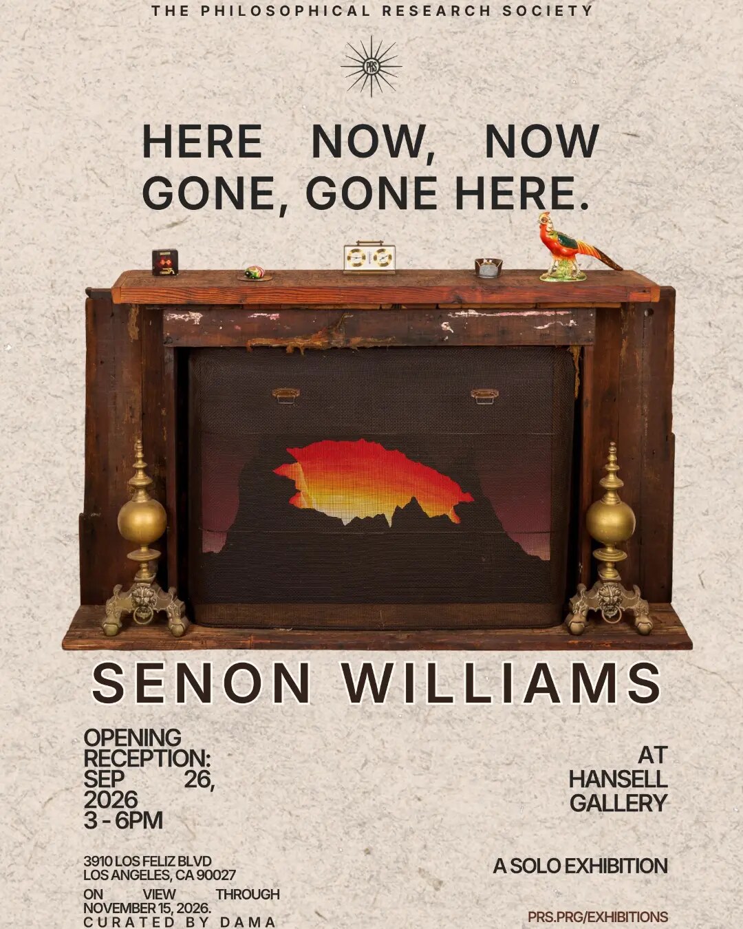 Here Now, Now Gone, Gone Here exhibition flyer by Senon Williams