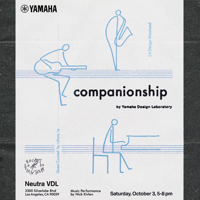 Companionship by Yamaha Design Laboratory poster for the October 3 reception at Neutra VDL.