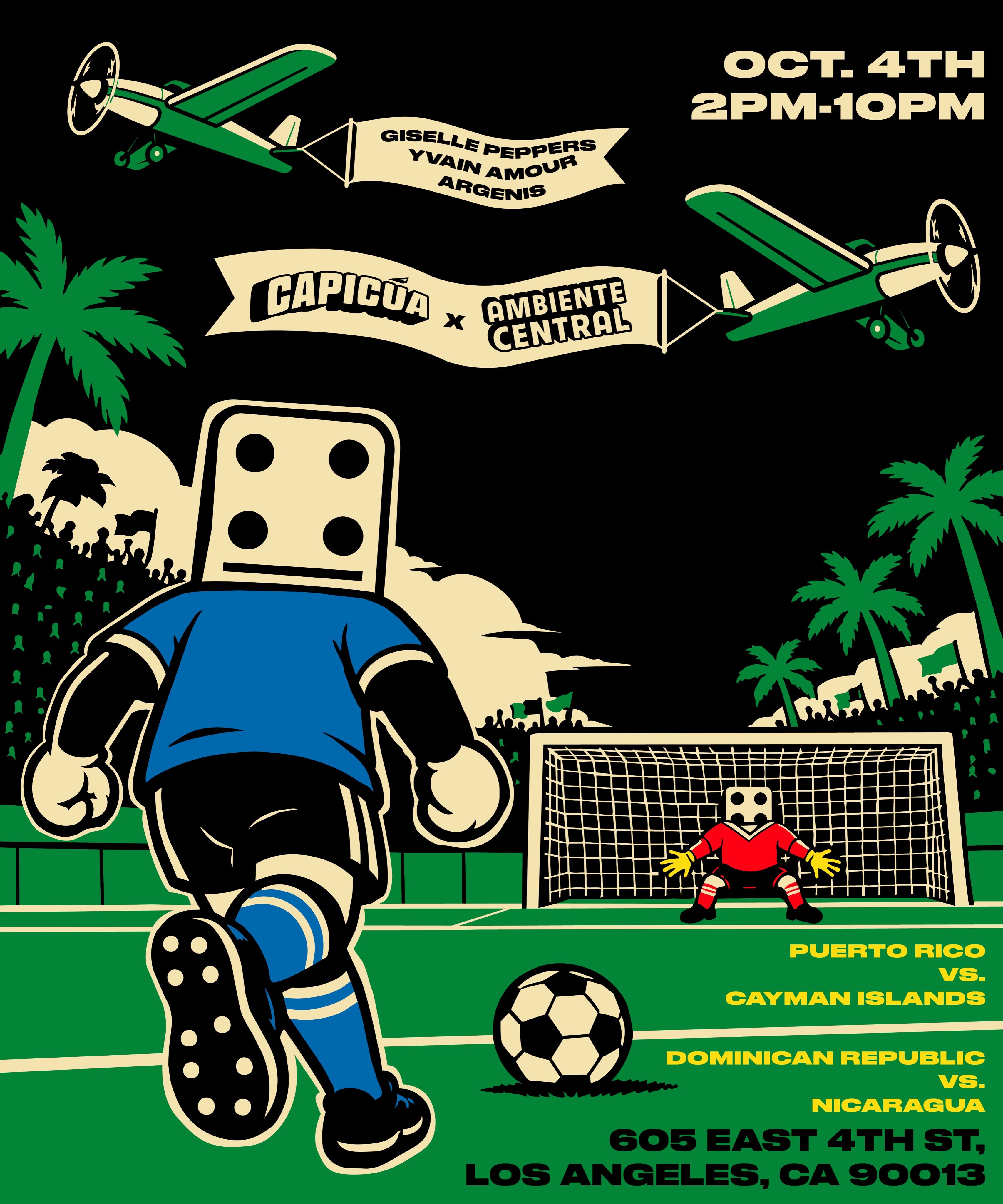 Ambiente Central and Capicúa CONCACAF watch party flyer for October 4 at High Tide.