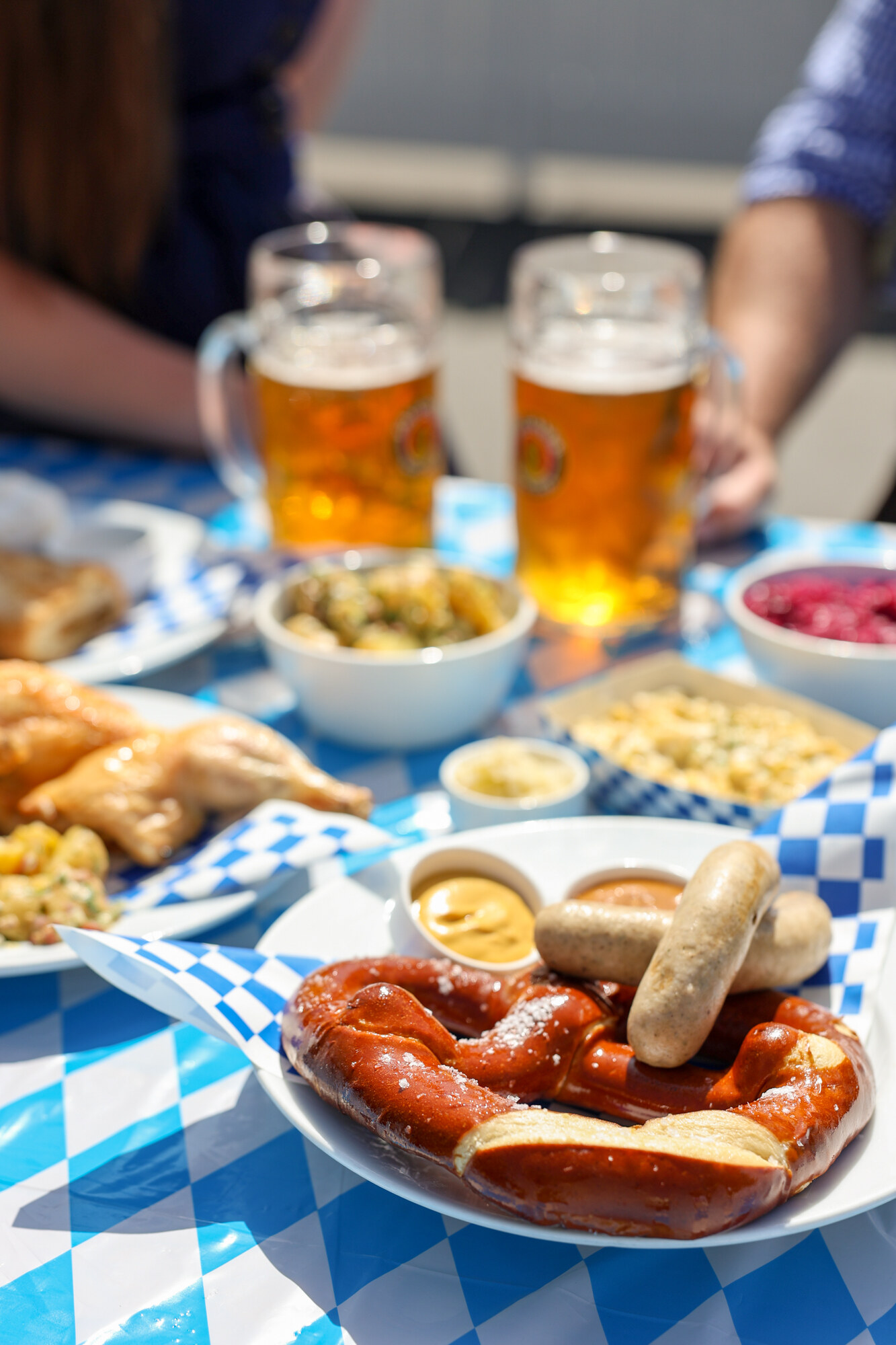 Beer steins, pretzels and German food in The Bungalow Santa Monica’s official Oktoberfest event photograph