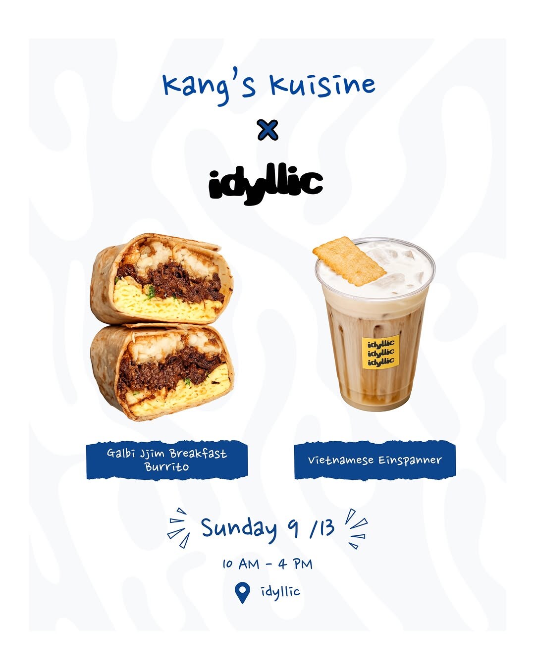 Kang’s Kuisine and Idyllic Coffee September pop-up flyer