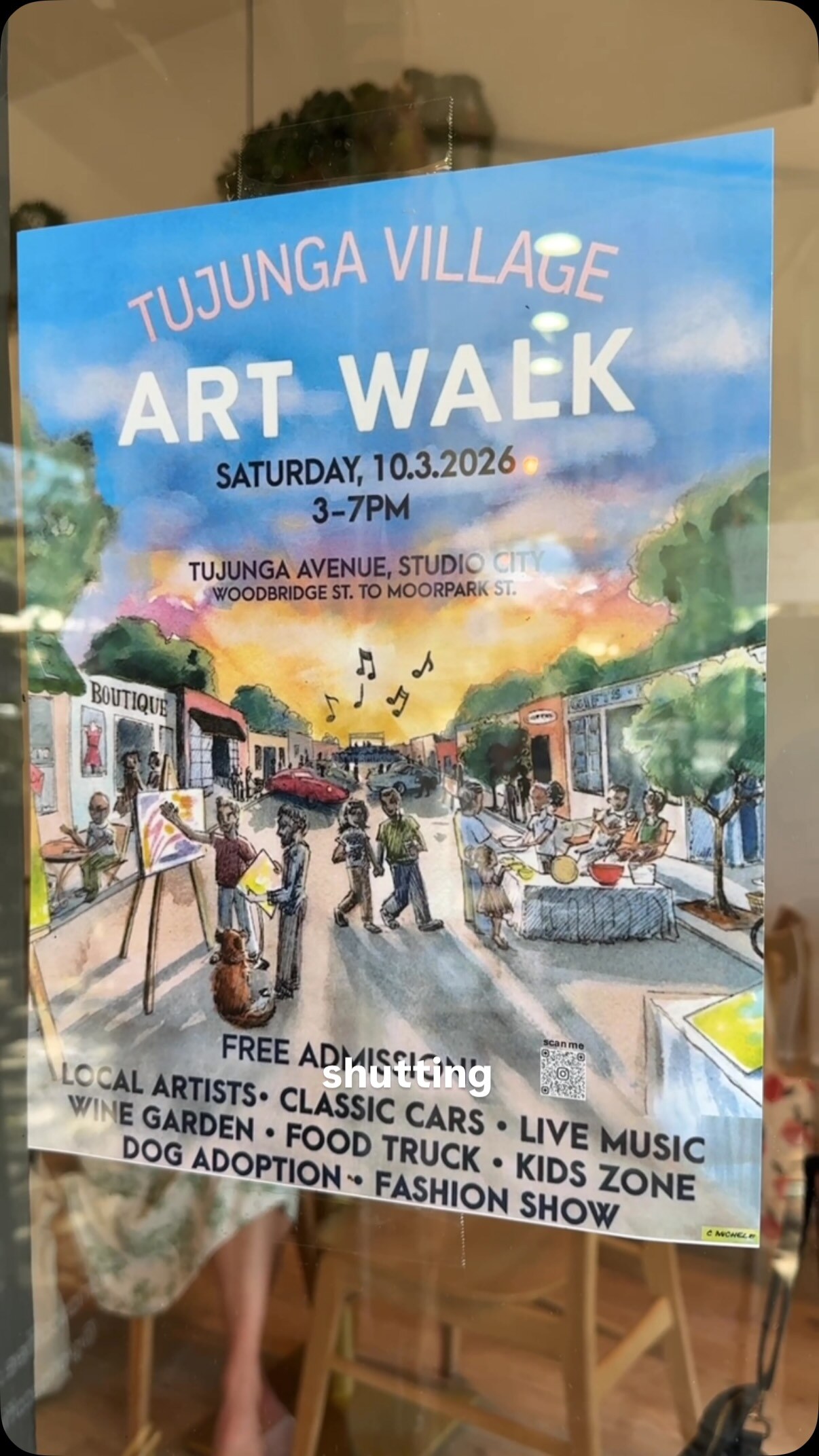 Tujunga Village ArtWalk flyer for Saturday October 3 from 3–7 PM on Tujunga Avenue.