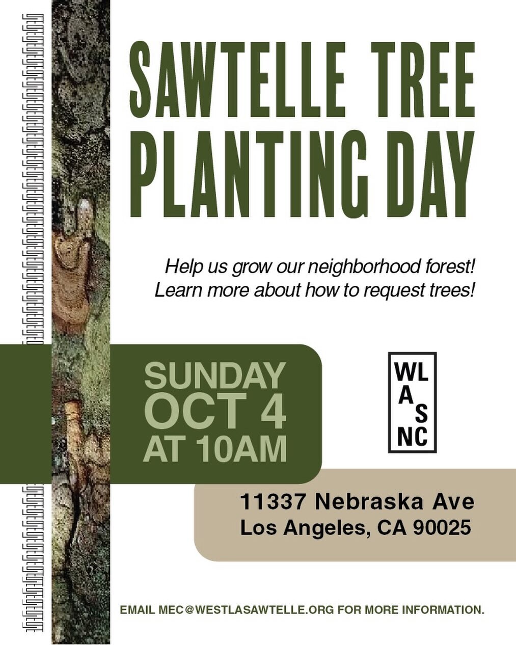 West LA Neighborhood Council Tree Program first planting flyer