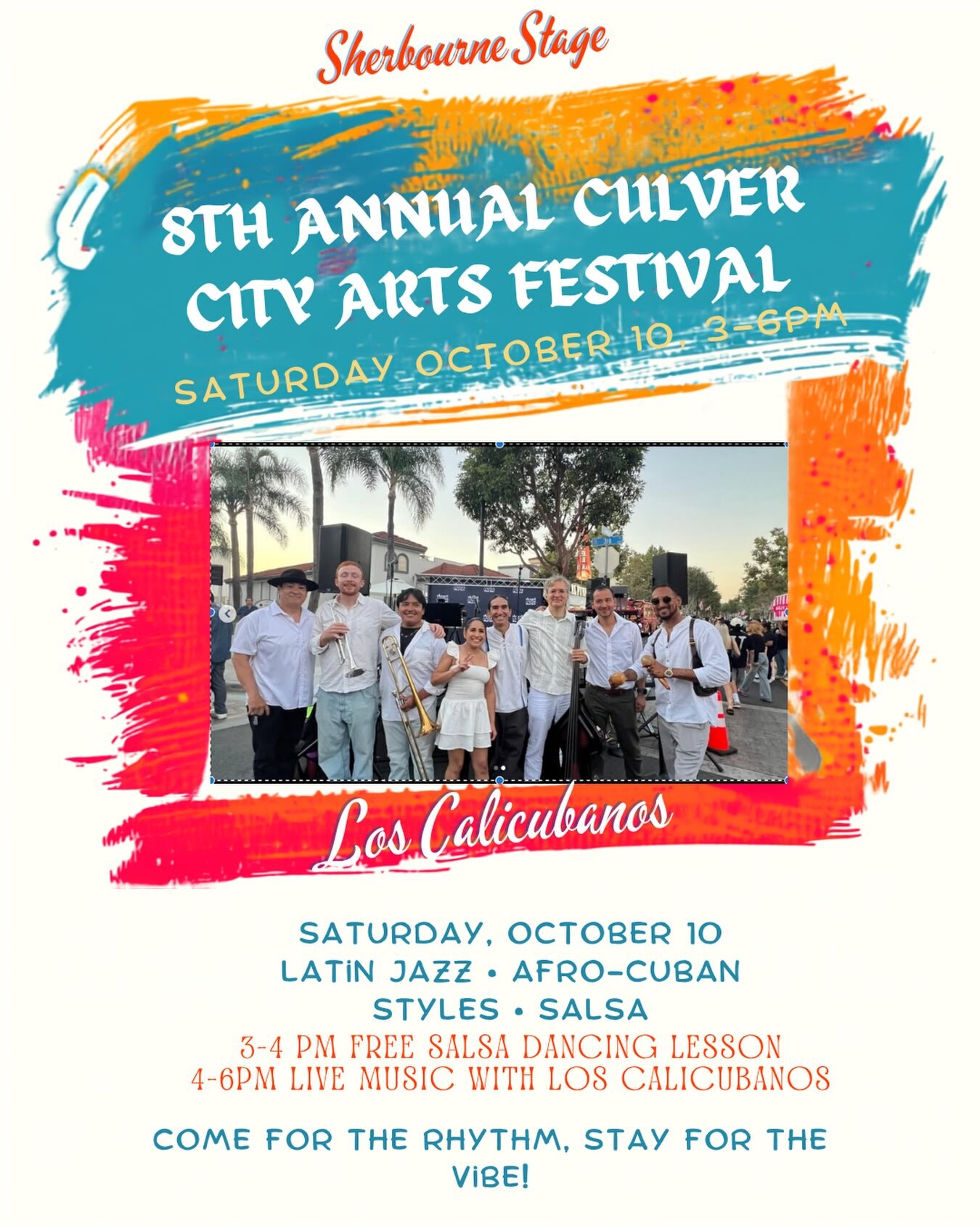 Culver City Arts Festival flyer for Los Calicubanos salsa lessons and live music
