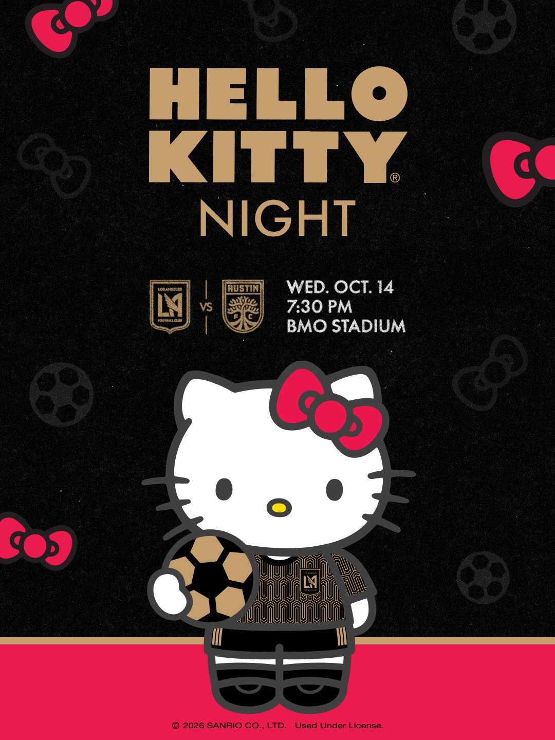 Hello Kitty Night flyer for LAFC versus Austin FC on October 14 at BMO Stadium