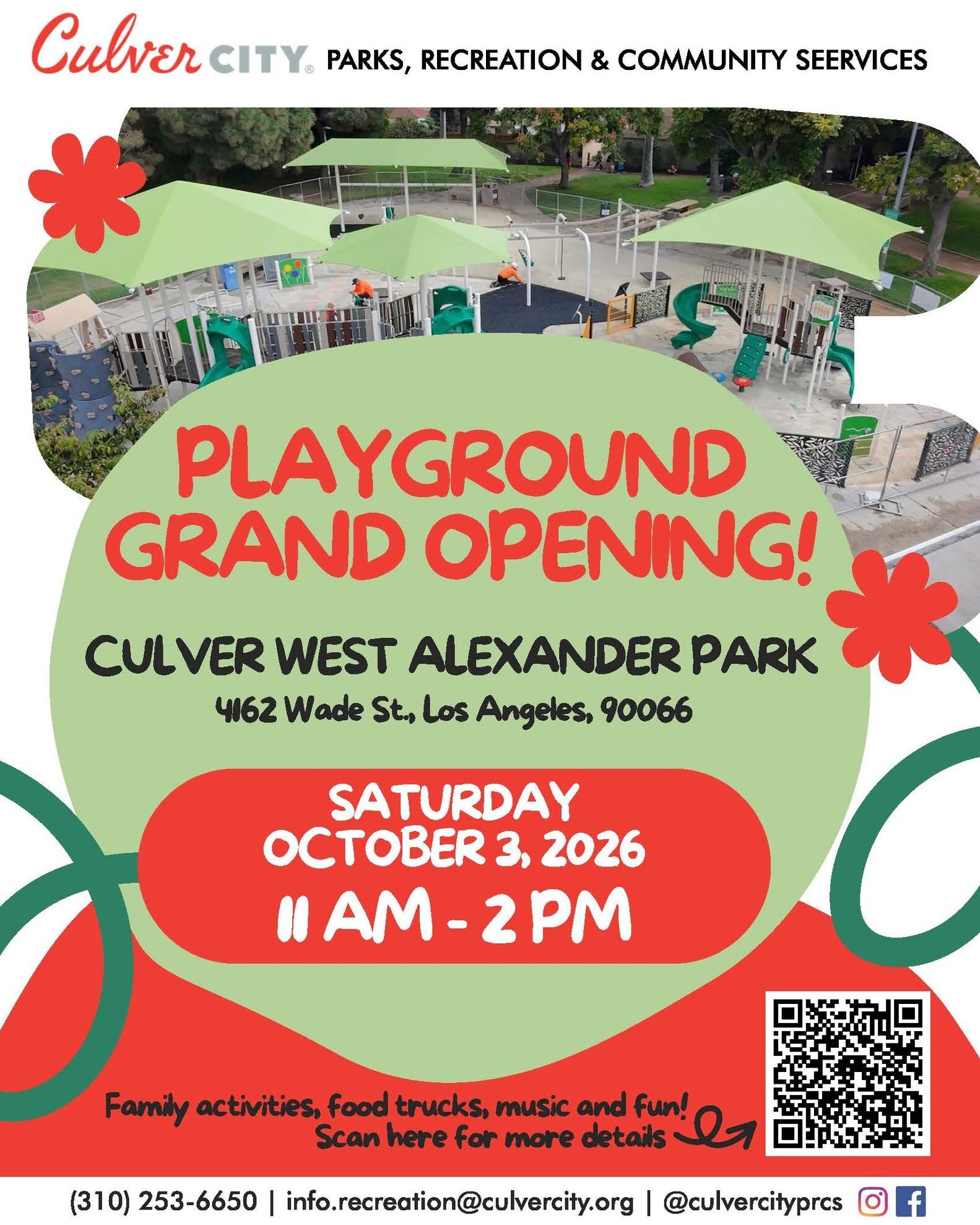 Culver West Alexander Park new playground grand opening flyer