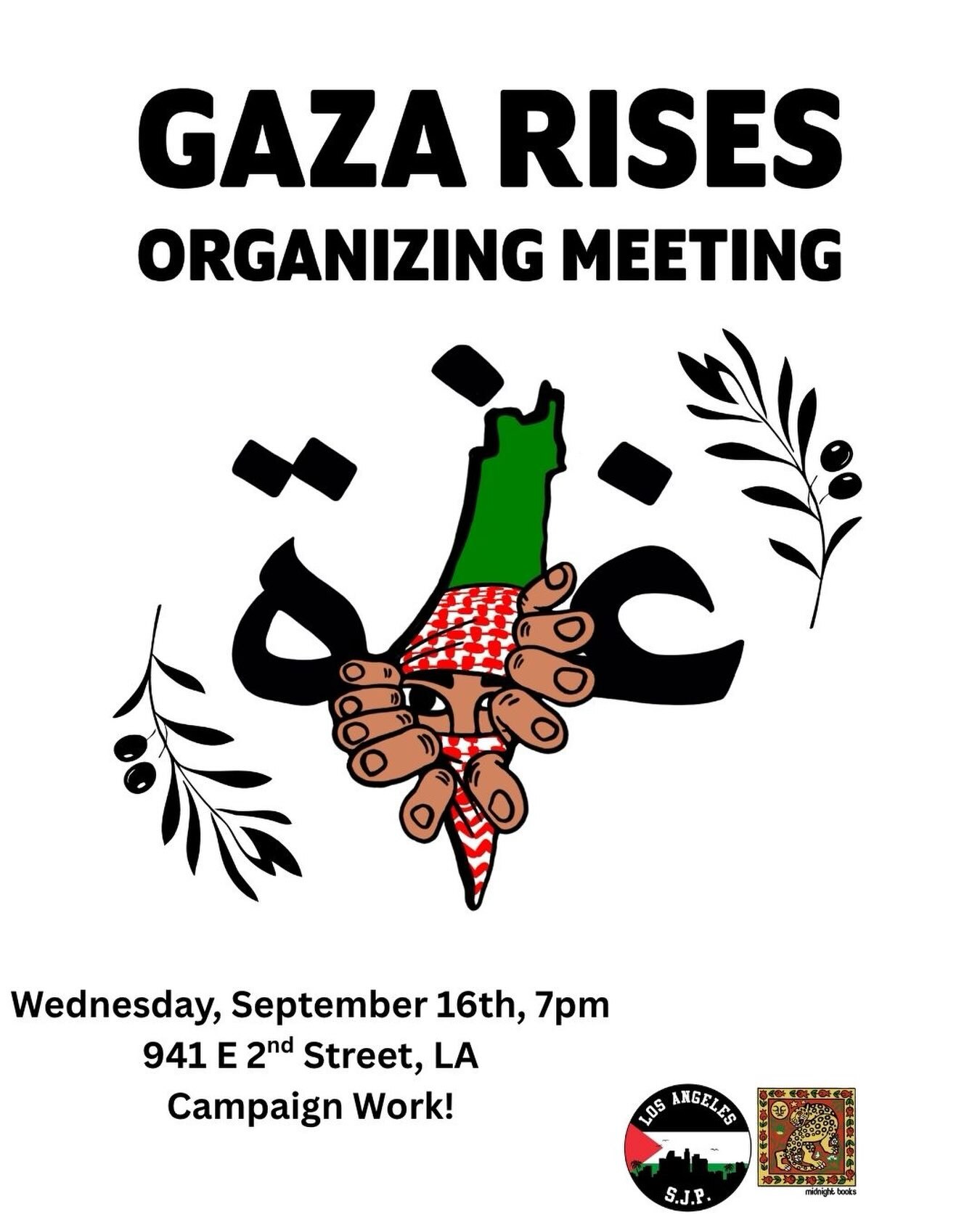 Gaza Rises weekly organizing meeting at Midnight Books
