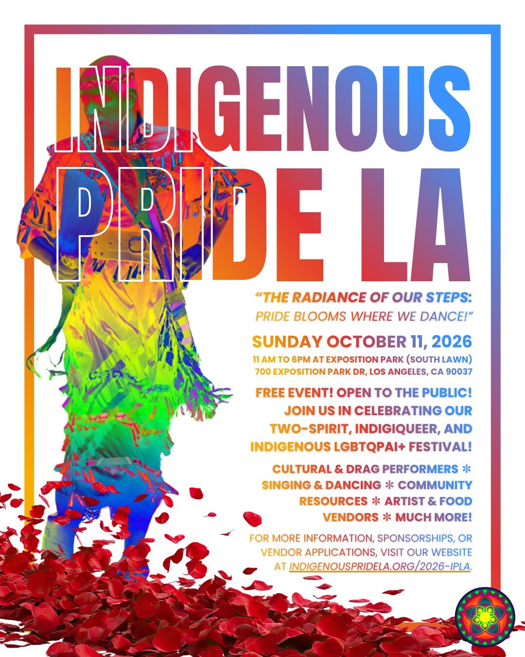 Indigenous Pride LA 2026 flyer for October 11 at Exposition Park.