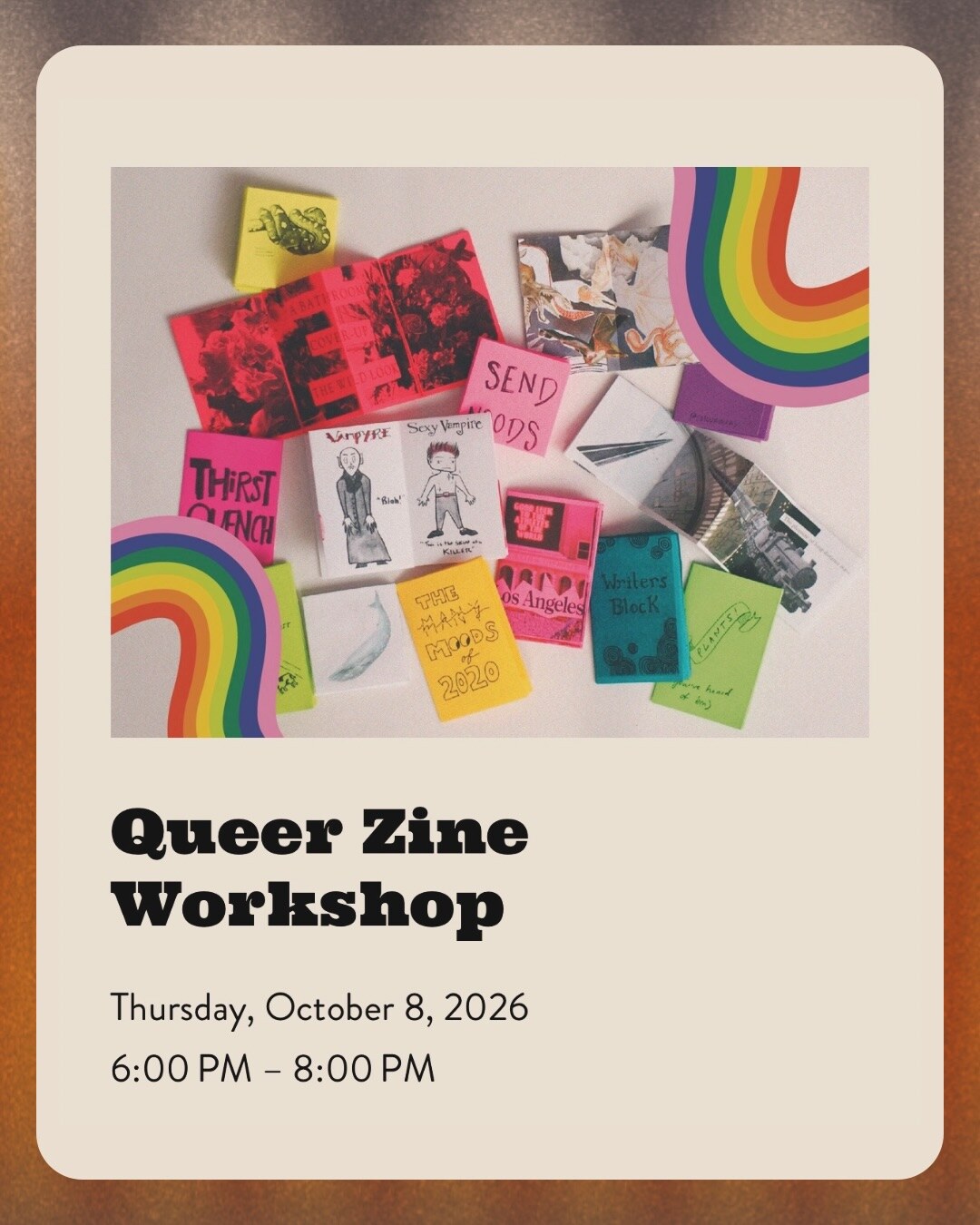 Queer Zine Workshop workshop flyer from Nova Community Arts