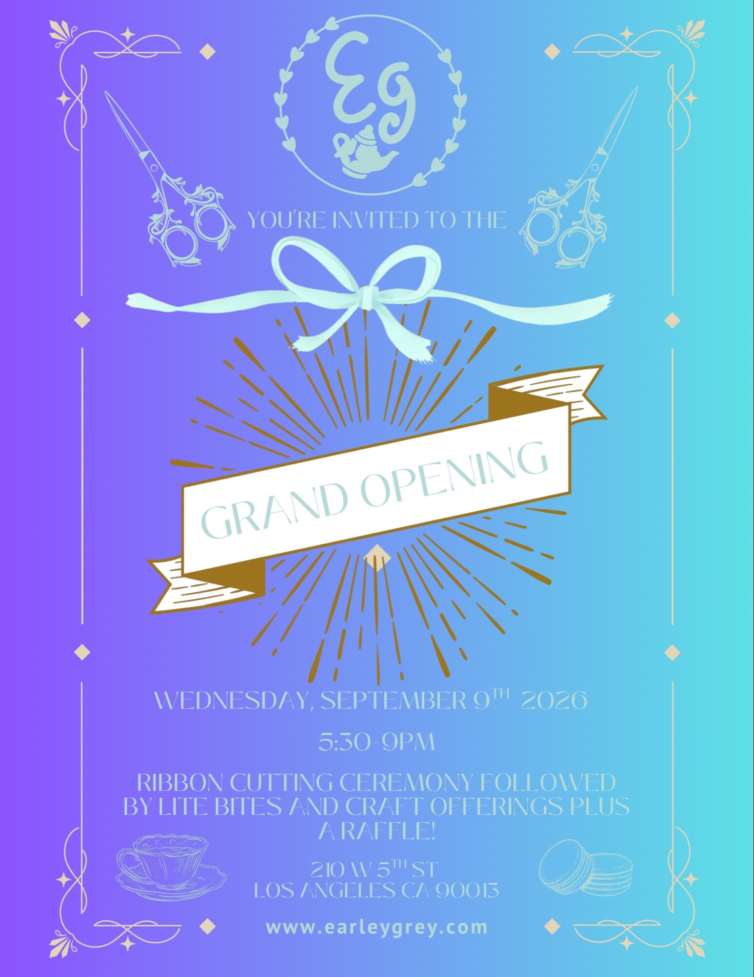 Earley Grey grand opening and ribbon cutting invitation
