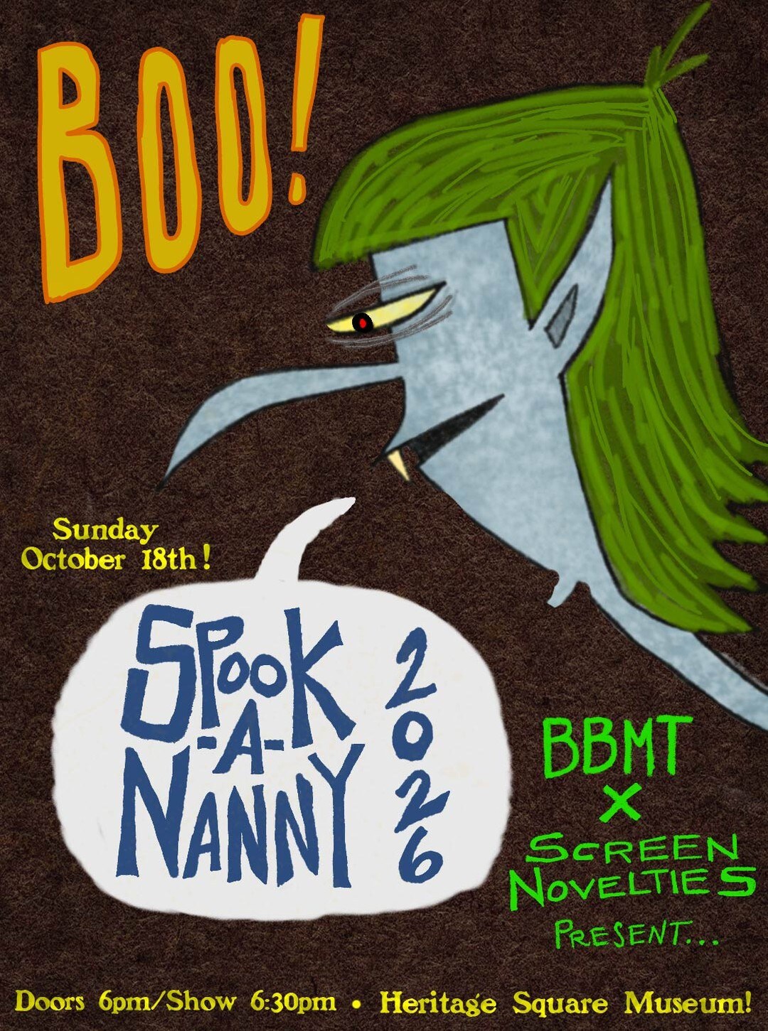 Spook-A-Nanny outdoor Halloween screening and puppet show flyer