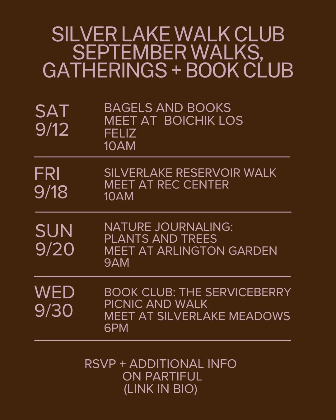 Silver Lake Walk Club September calendar