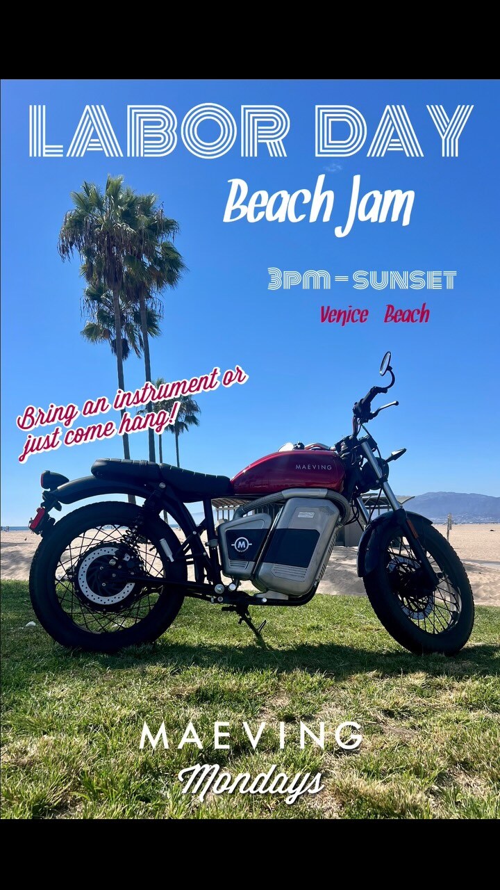 Maeving Mondays Labor Day beach jam announcement for Venice Beach