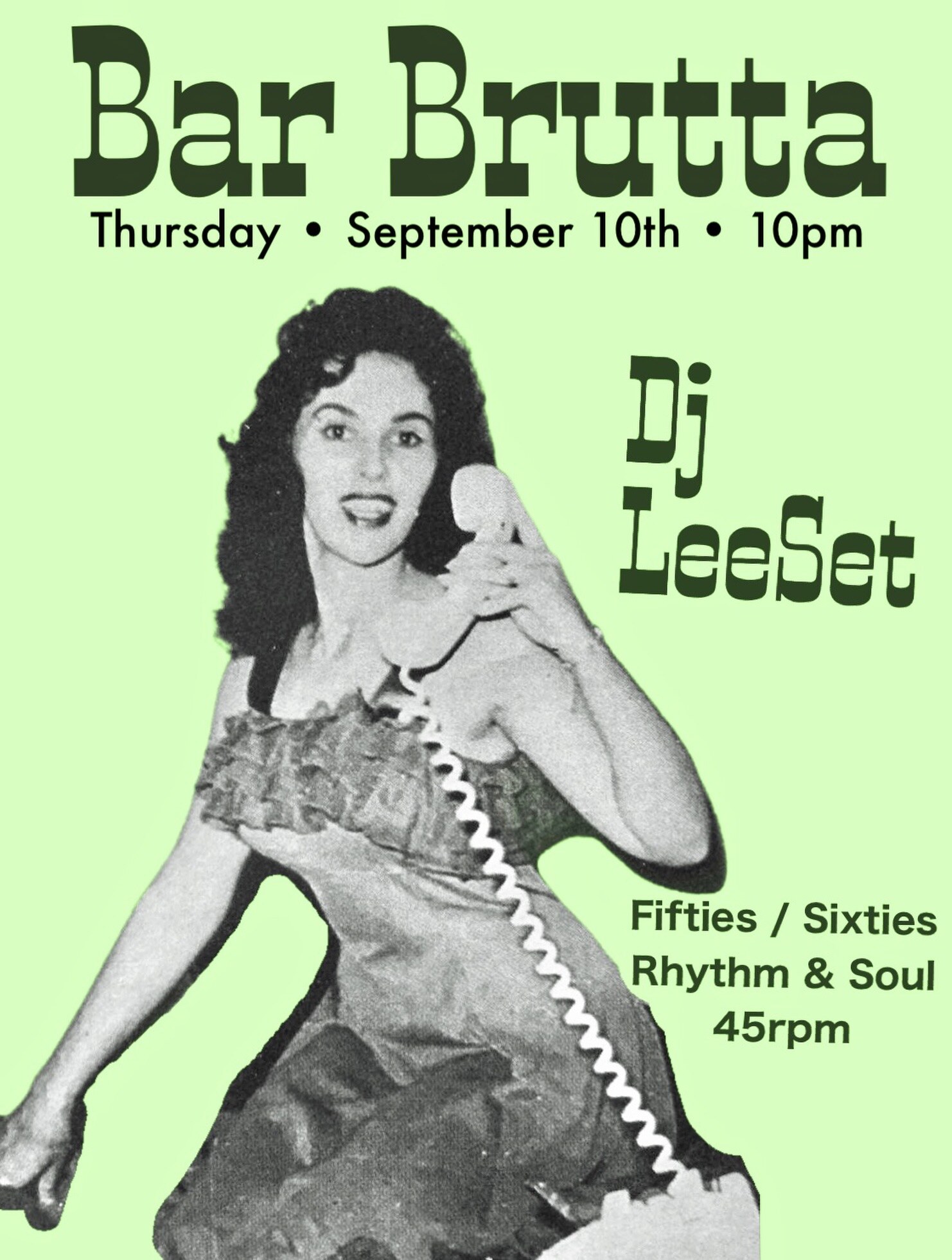 Bar Brutta flyer for DJ LeeSet on September 10