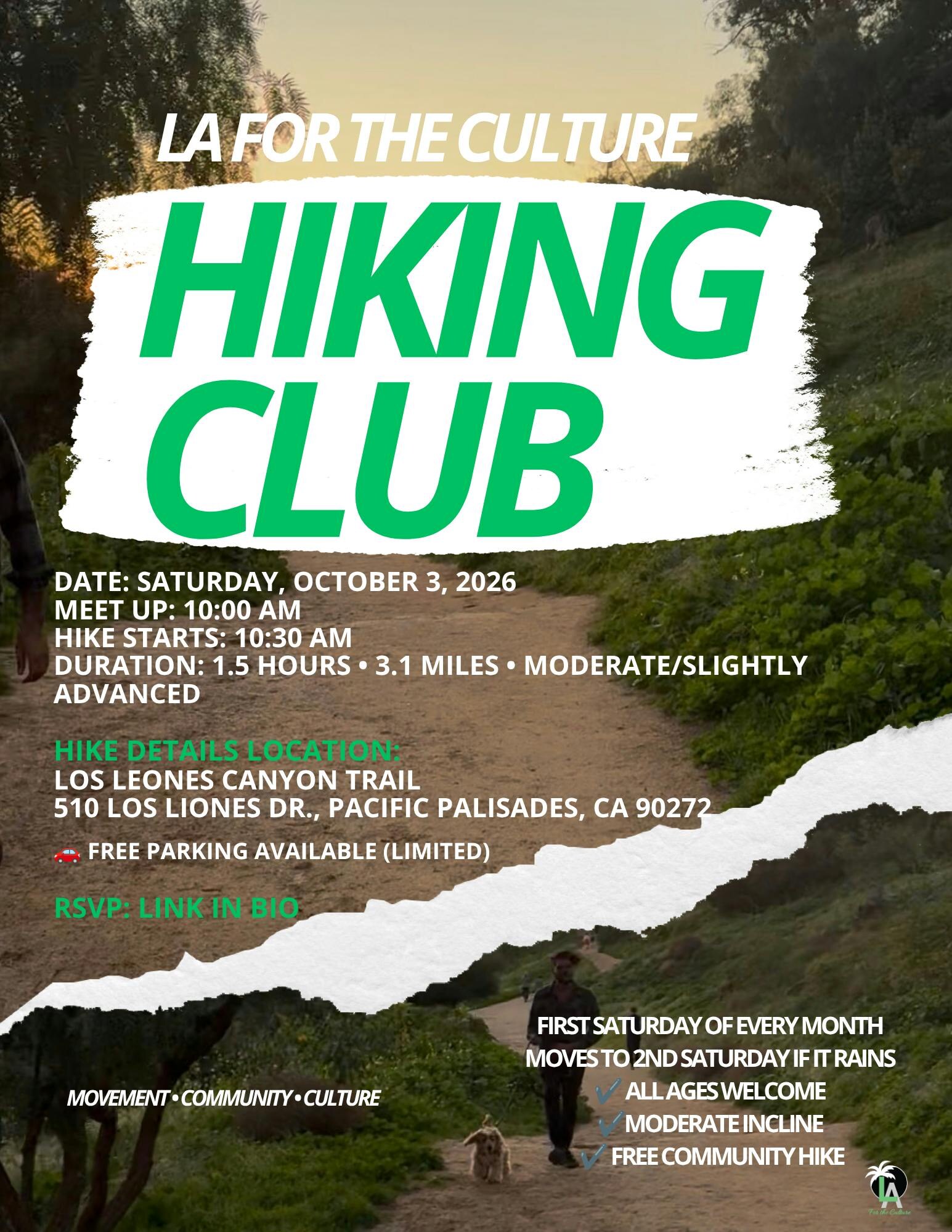 FREE! LA for the Culture Hiking Club official event flyer