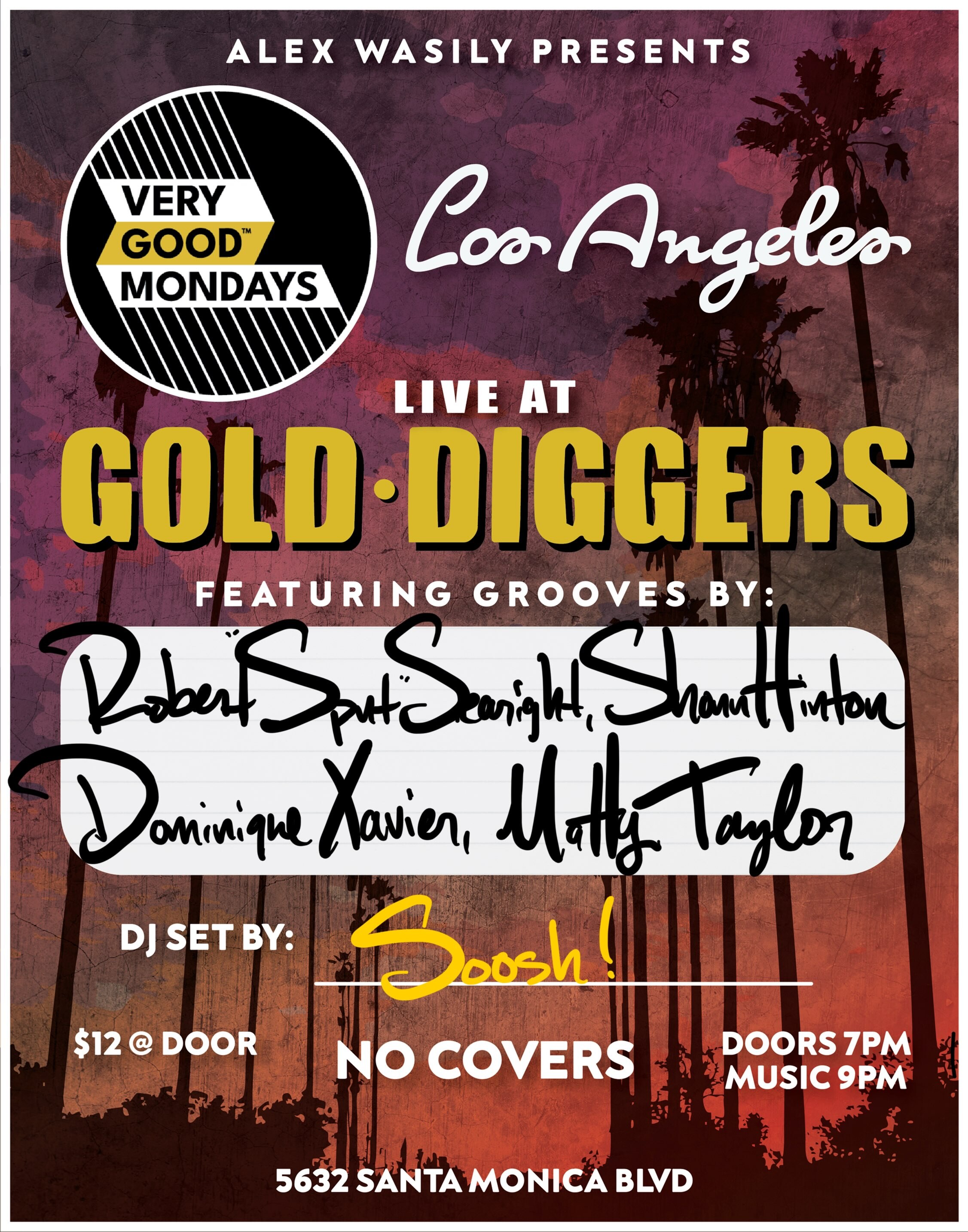 Very Good Mondays flyer for September 28 at Gold-Diggers