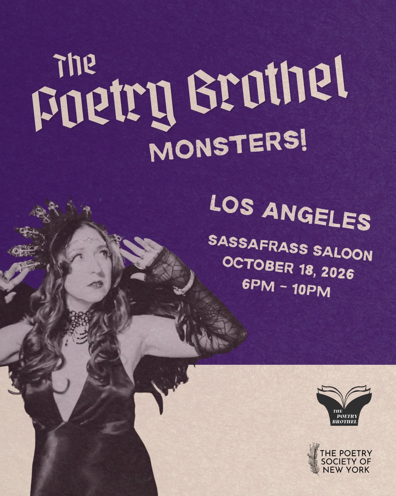 The Poetry Brothel Monsters Los Angeles flyer for Sassafras Saloon on October 18