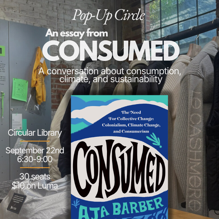 Venice Book Club and Circular Library flyer for a discussion of a passage from Consumed.