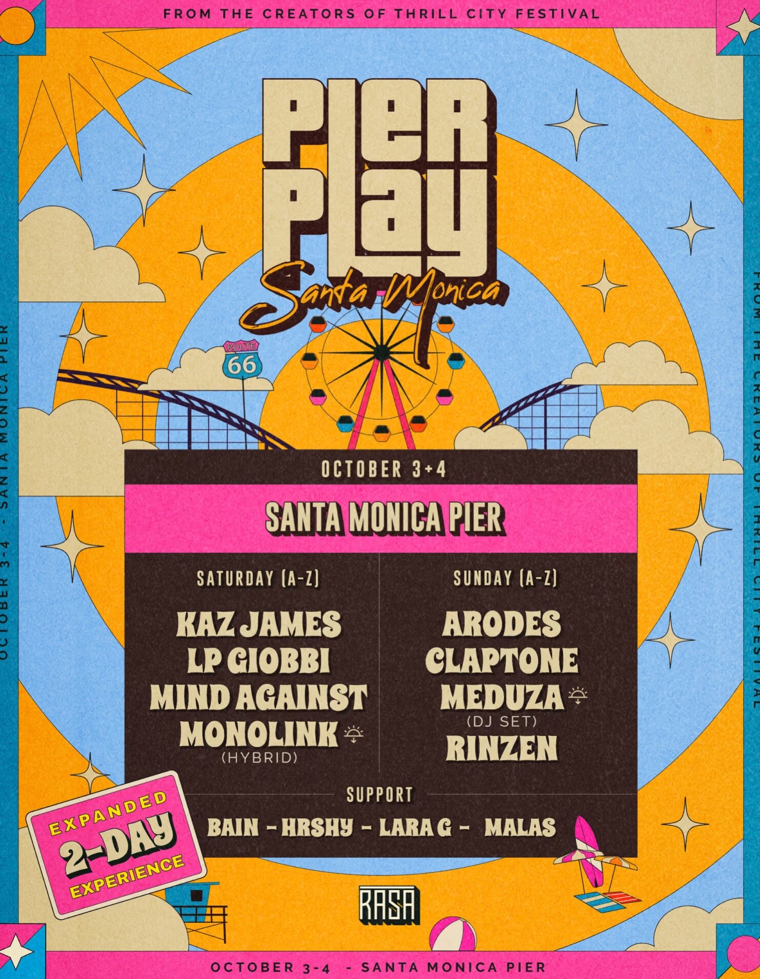 Pier Play V festival flyer for Santa Monica Pier on October 3 and 4.