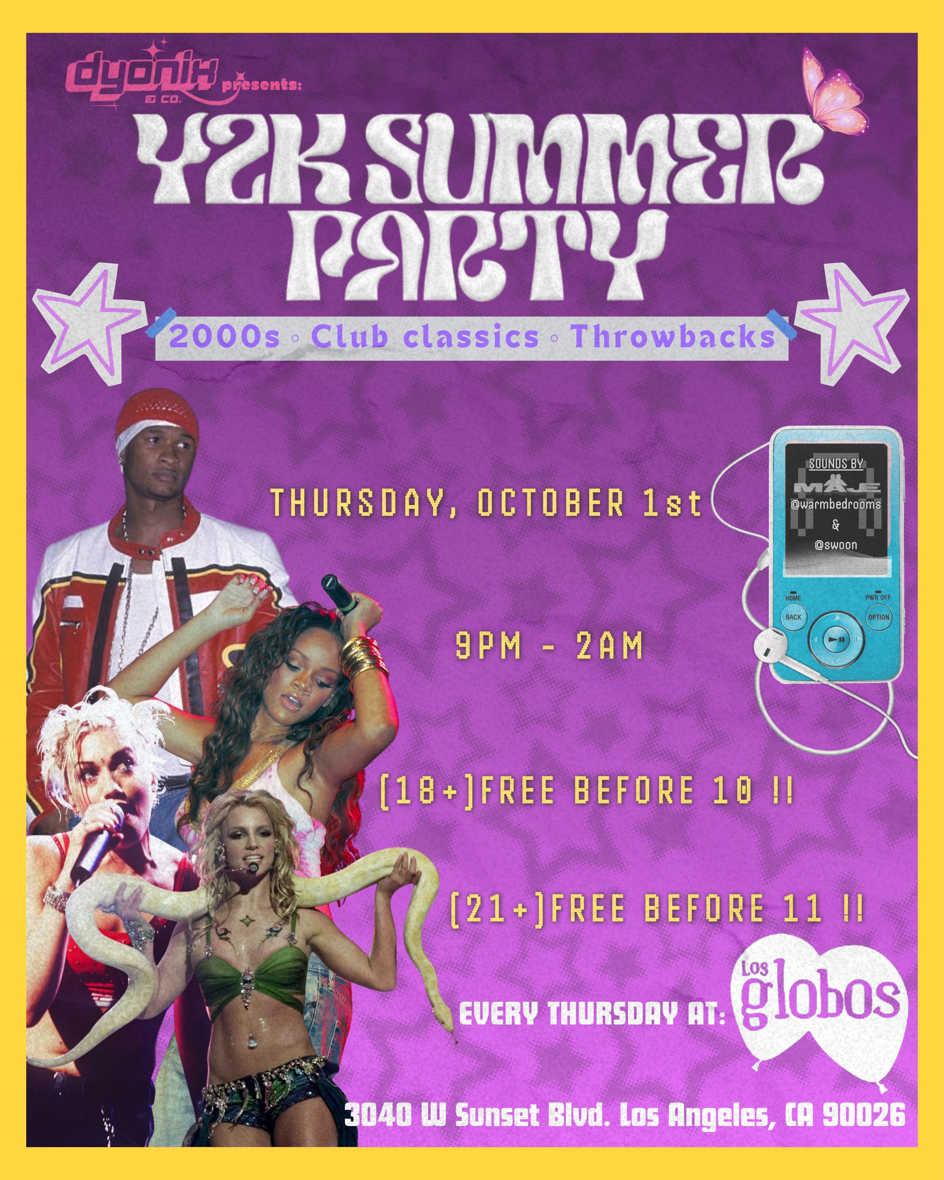 Dyonix Y2K party at Los Globos flyer