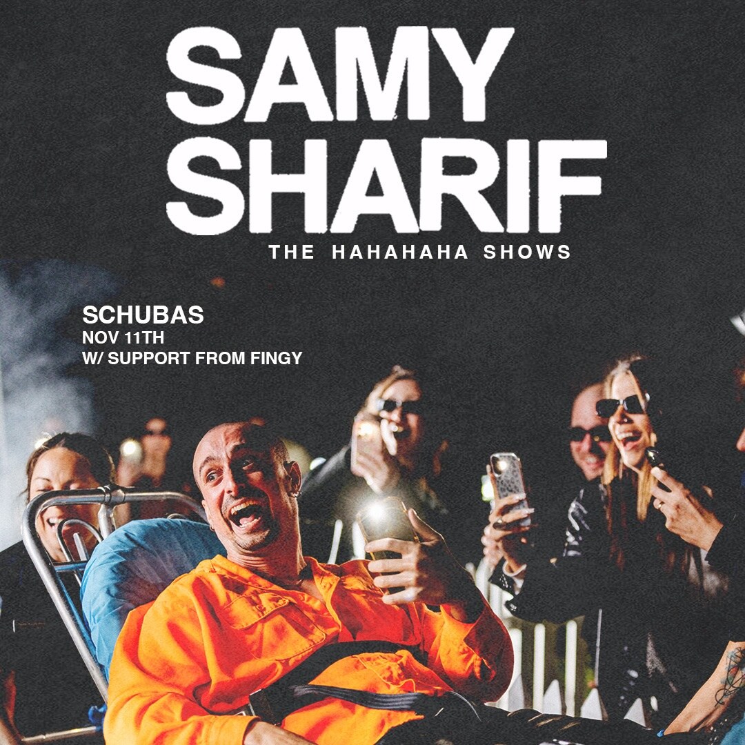 Samy Sharif The HAHAHAHA Shows poster listing the November 8 Los Angeles show at Gold-Diggers