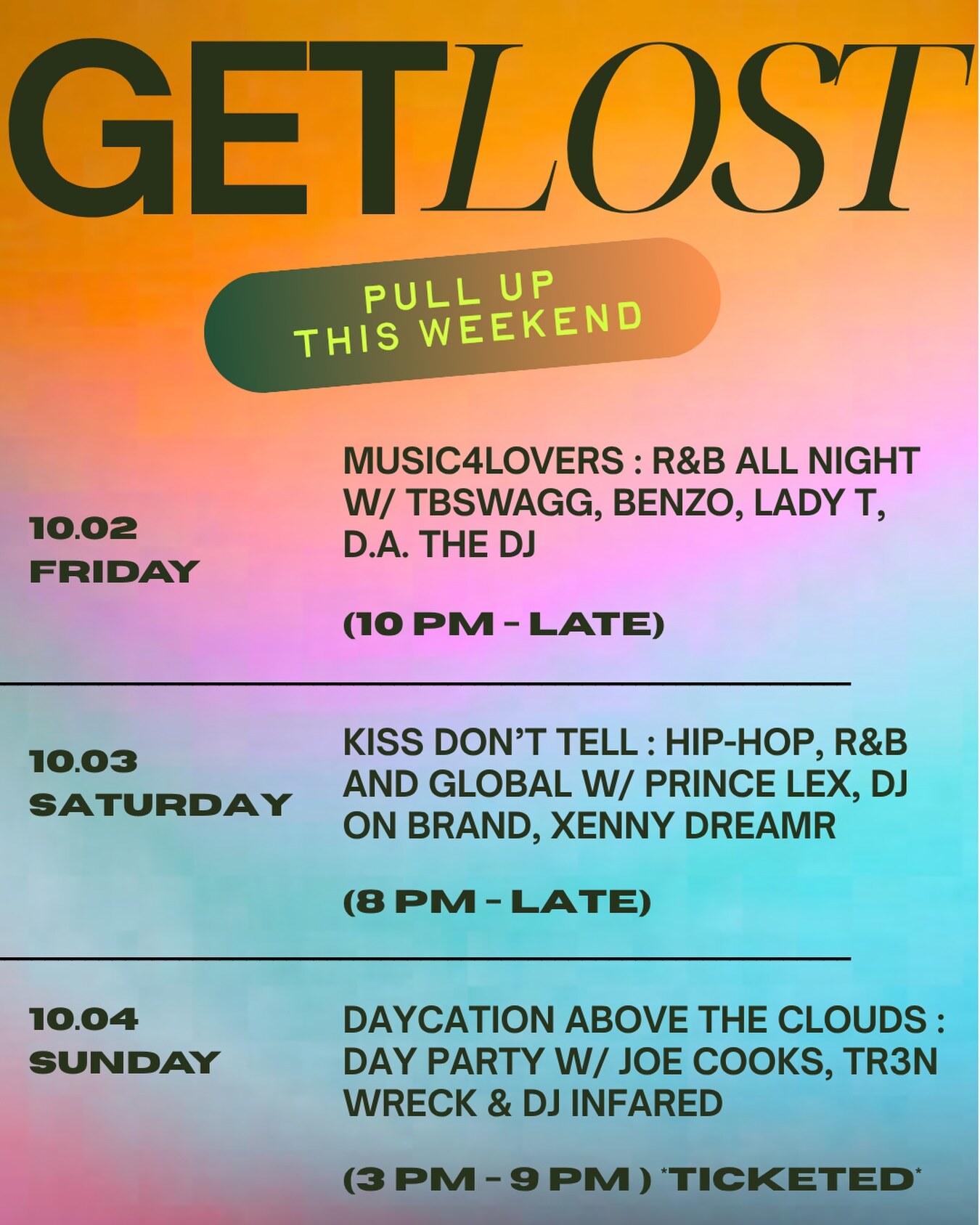 Lost DTLA weekend schedule for October 2–4